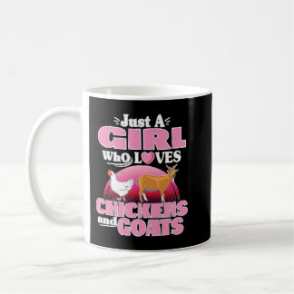 鶏おもしろいヤギ畑が大好きな女の子 コーヒーマグカップ