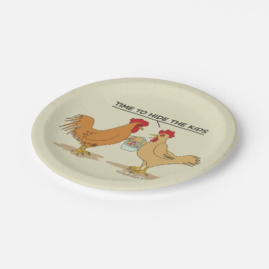 鶏おもしろい復活卵狩り漫画 ペーパープレート (アングル)