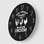 鶏おもしろい肉愛好家がアート・ラージ・クロック ラージ壁時計 (傾斜)