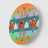 鶏おもしろい鶏の牛ファンキー肉の動物の贈り物 ラージ壁時計 (傾斜)