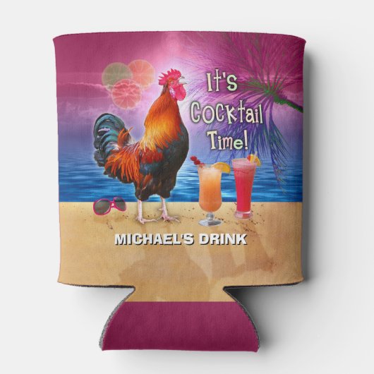 鶏おもしろい鶏の飲用トロピカルビーチ名 缶クーラー (裏面)