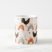 鶏およびオンドリパターン コーヒーマグカップ (中央)