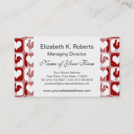 鶏およびハートのオンドリパターン 名刺