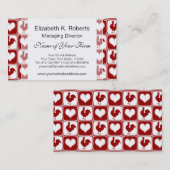 鶏およびハートのオンドリパターン 名刺 (正面/裏面)