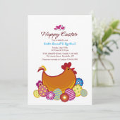 鶏および卵のイースター招待状 招待状 (スタンド正面)