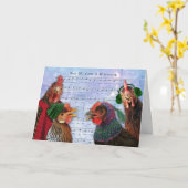 鶏がクリスマス·キャロルを歌う カード (黄色い花)