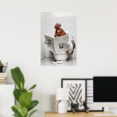 鶏がトイレに読座るA新聞 ポスター (ホームオフィス)