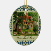 鶏が付いている農場の家 セラミックオーナメント (右)