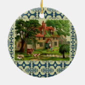 鶏が付いている農場の家 セラミックオーナメント (裏面)