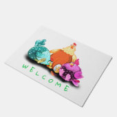 鶏が卵をハッチドフォーマットへようこそ待つ ドアマット (アングル)