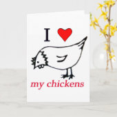 鶏が大好き カード (黄色い花)