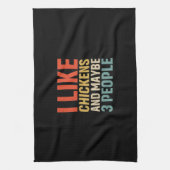 鶏が好きなチキンアート キッチンタオル (縦)