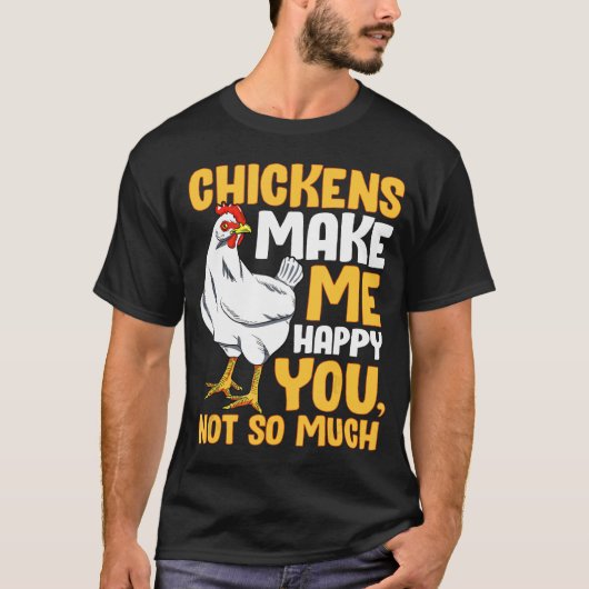 鶏が幸せにかわいいチキンペットの飼い主 Tシャツ (正面)
