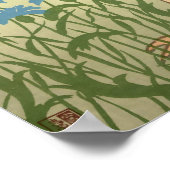 鶏が朝の日の出に鳴く ポスター (角)