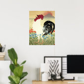 鶏が朝の日の出に鳴く ポスター (ホームオフィス)