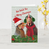 . .鶏が聖降誕祭お目出度う カード (黄色い花)