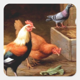 鶏が鳩を鳩にする スクエアシール