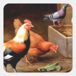 鶏が鳩を鳩にする スクエアシール