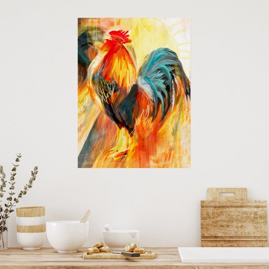 鶏が鳴く ポスター (キッチン)