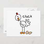 鶏がTシャツとプレゼントを言う ポストカード (正面/裏面)