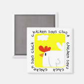 鶏がTシャツとプレゼントを言う マグネット (正面/裏面)