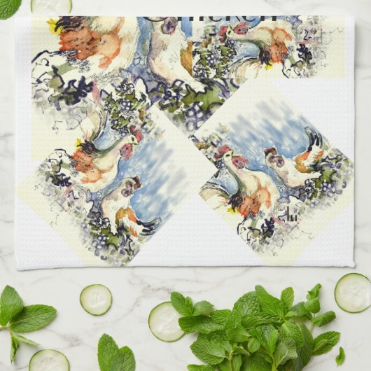 鶏との調理 キッチンタオル (折り畳み)