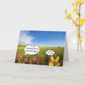 鶏とイースターエッグ カード (黄色い花)