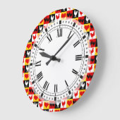 鶏とハートカントリーファームキッチン ラージ壁時計 (傾斜)