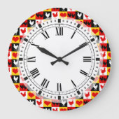 鶏とハートカントリーファームキッチン ラージ壁時計 (正面)