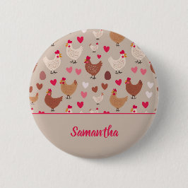 鶏とハートボタン 缶バッジ