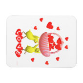 鶏とバレンタインのハート マグネット (横)