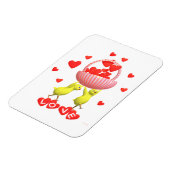 鶏とバレンタインのハート マグネット (左側)