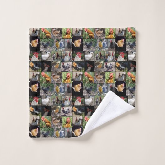 鶏とローターの写真コラージュ ウォッシュタオル (ウォッシュタオル)