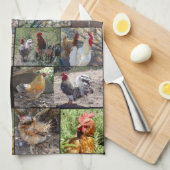 鶏とローターの写真コラージュ キッチンタオル (四つ折り)
