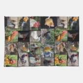 鶏とローターの写真コラージュ キッチンタオル (横)