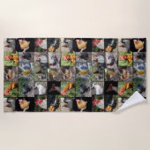 鶏とローターの写真コラージュ ビーチタオル (正面)