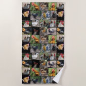 鶏とローターの写真コラージュ ビーチタオル (正面)