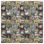 鶏とローターの写真コラージュ ファブリック (見本)