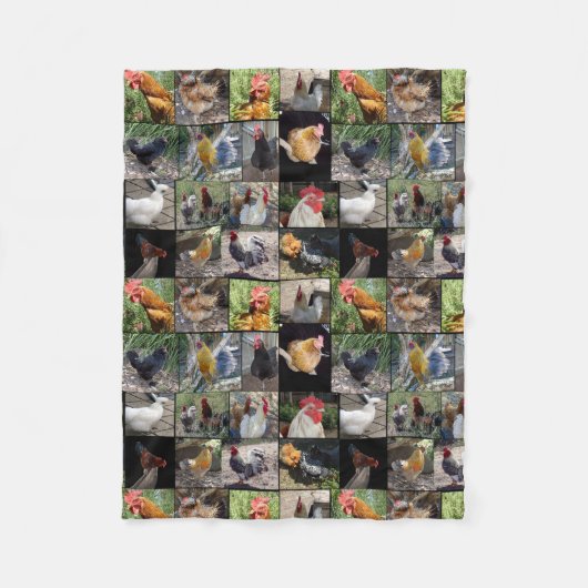 鶏とローターの写真コラージュ フリースブランケット (正面)