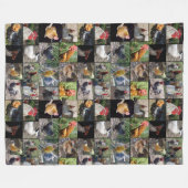 鶏とローターの写真コラージュ フリースブランケット (正面(横))