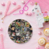 鶏とローターの写真コラージュ ペーパープレート (パーティー)