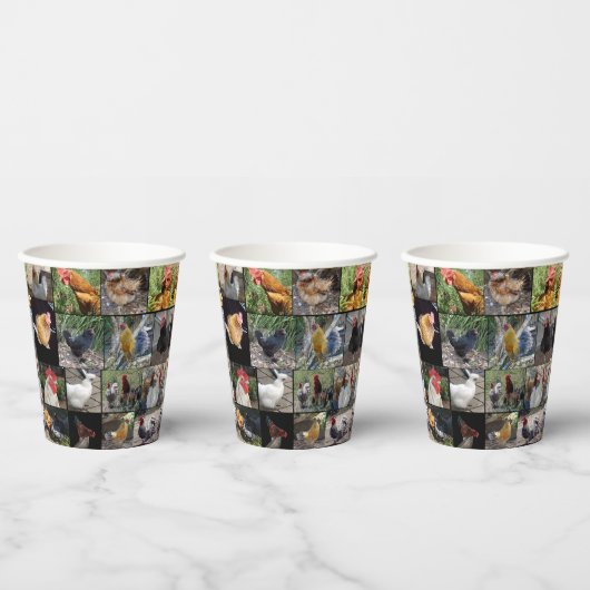 鶏とローターの写真コラージュ 紙コップ (複数)