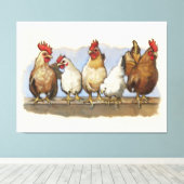 鶏とローター、農業生活、カントリーアート キャンバスプリント (インサイチュ (ウッドフロア))