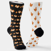 鶏と卵のミスマッチパターン ソックス (傾斜あり)