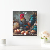 鶏と卵 スクエア壁時計 (ホーム)