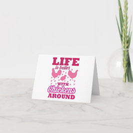 鶏と暮らしはのまわりにピンク空白の カード