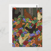 鶏と花 ポストカード (正面/裏面)