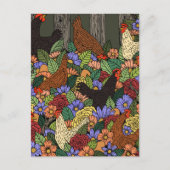 鶏と花 ポストカード (正面)