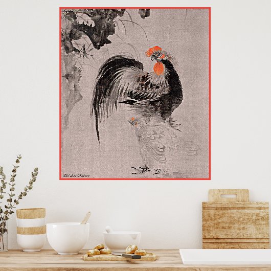 鶏と雌鶏 ポスター (キッチン)