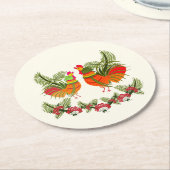 鶏と雌鶏 ラウンドペーパーコースター (アングル)